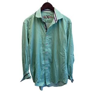Robert Graham X Collection Green Stripe Button Up Long Sleeve Shirt Size M